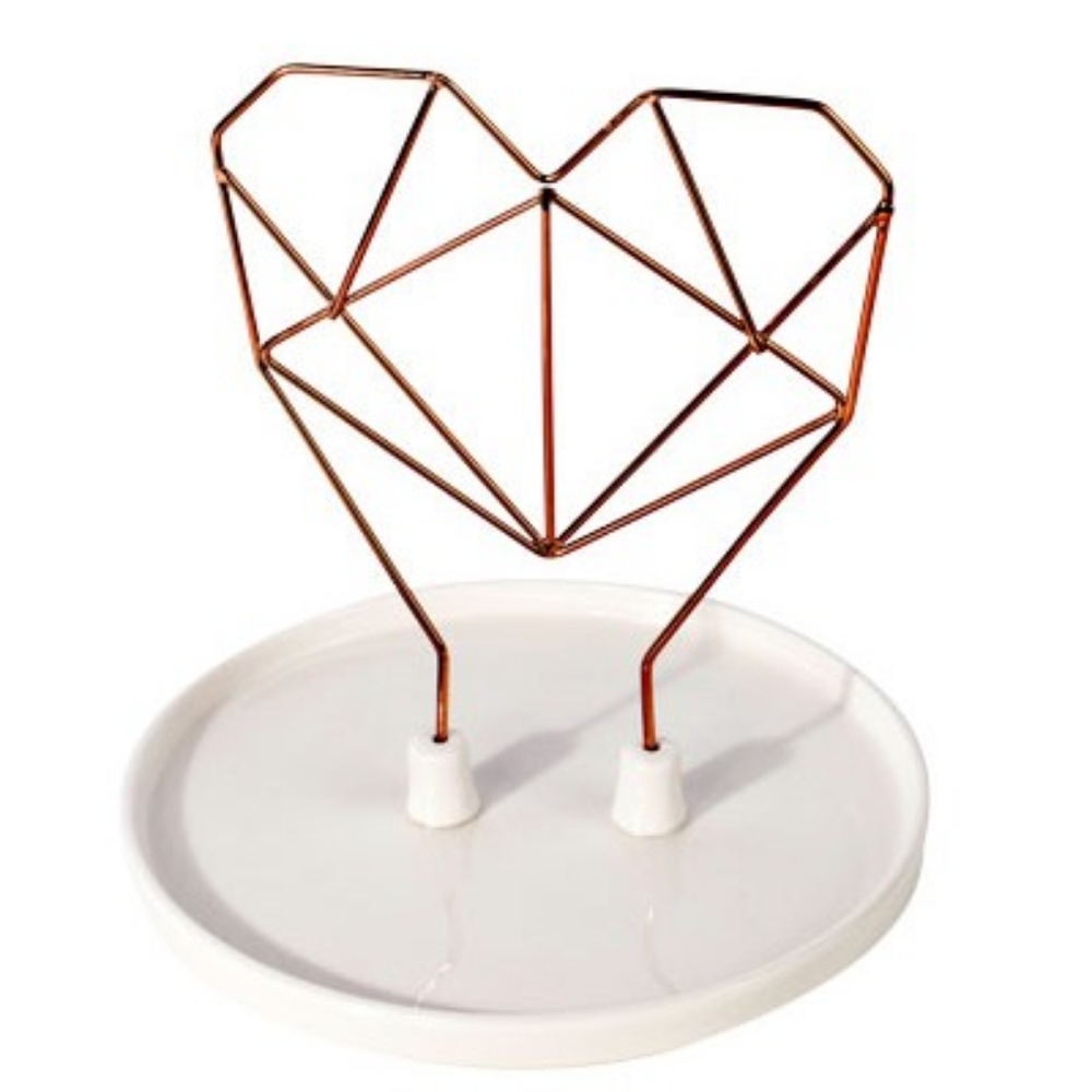 Coxet Wire Heart Ceramic Jewelry Holder